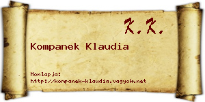 Kompanek Klaudia névjegykártya